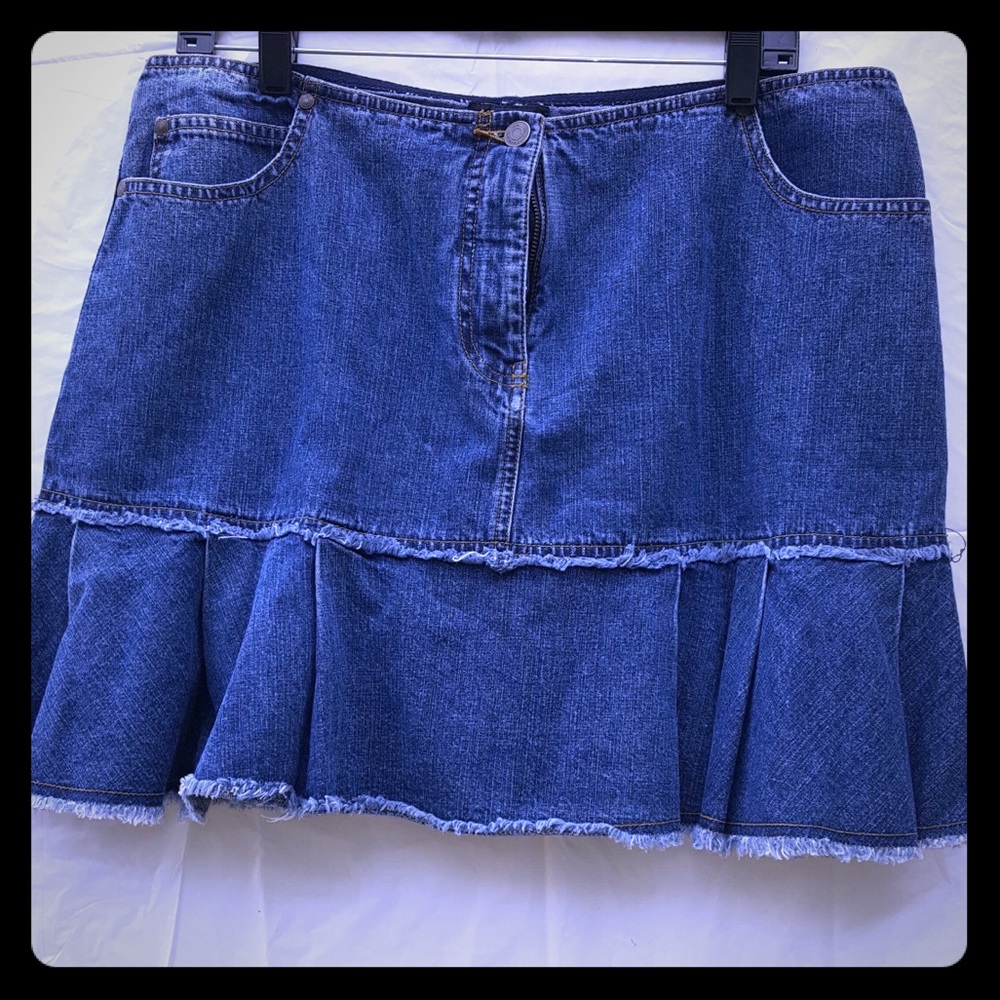 No Boundaries Pleated Denim Mini Skirt
